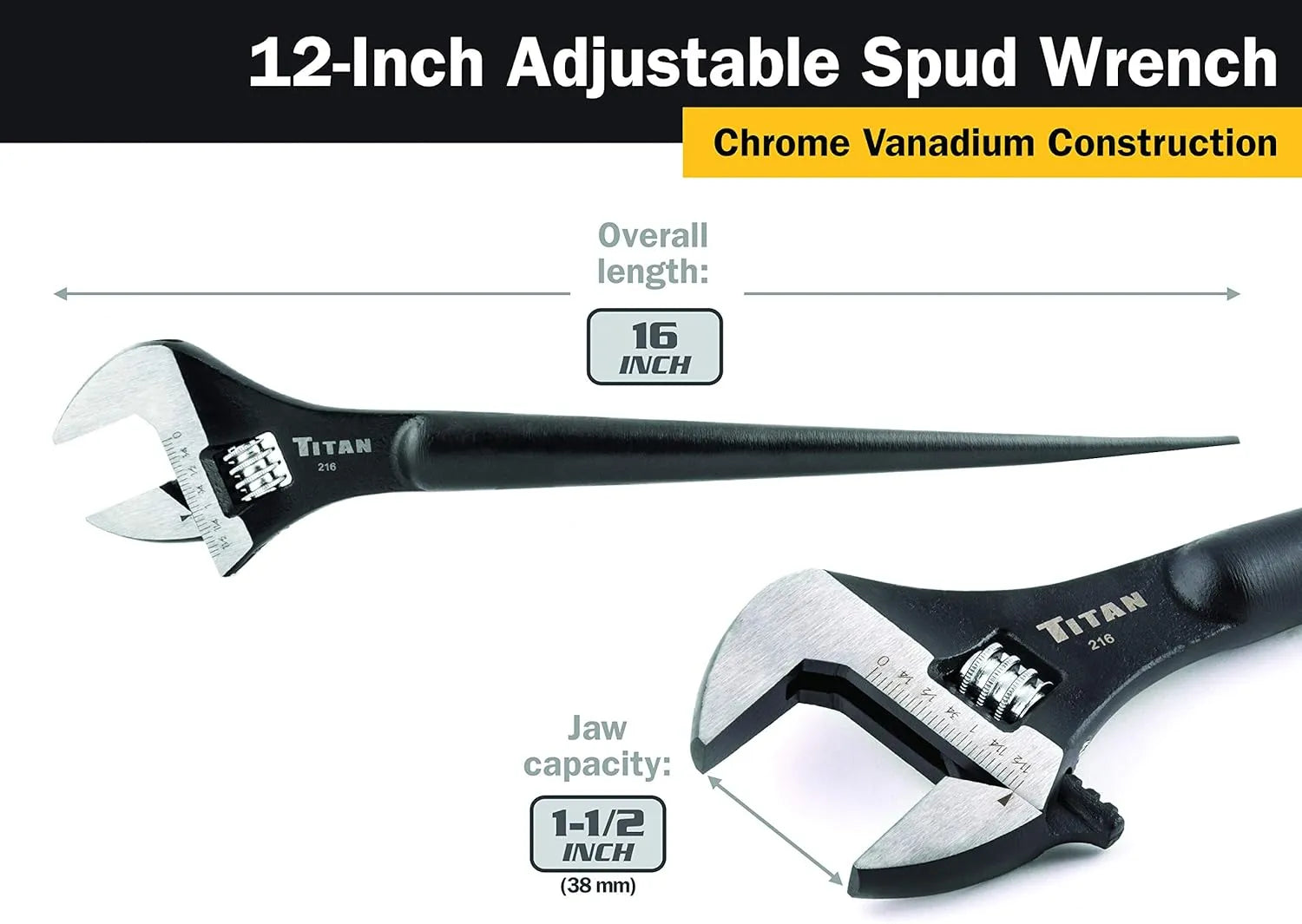 Titan 216 12-Inch Adjustable Construction Wrench