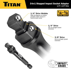 Titan 49004 1/4 & 3/8" Drive 3-in-1 Stepped Impact Socket Adapter