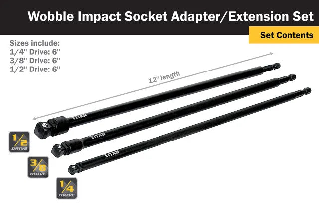 Titan 49003 3-Piece Impact Wobble Socket Adapter Set