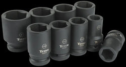 Titan 40309 9-Piece 1-Inch Drive 6-Point SAE Deep Impact Socket Set