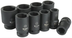 Titan 40309 9-Piece 1-Inch Drive 6-Point SAE Deep Impact Socket Set