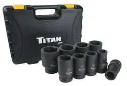 Titan 40309 9-Piece 1-Inch Drive 6-Point SAE Deep Impact Socket Set