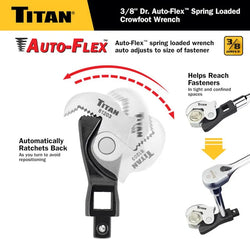 Titan 61203 3/8 in. Drive Spring-Loaded Crowfoot Wrench