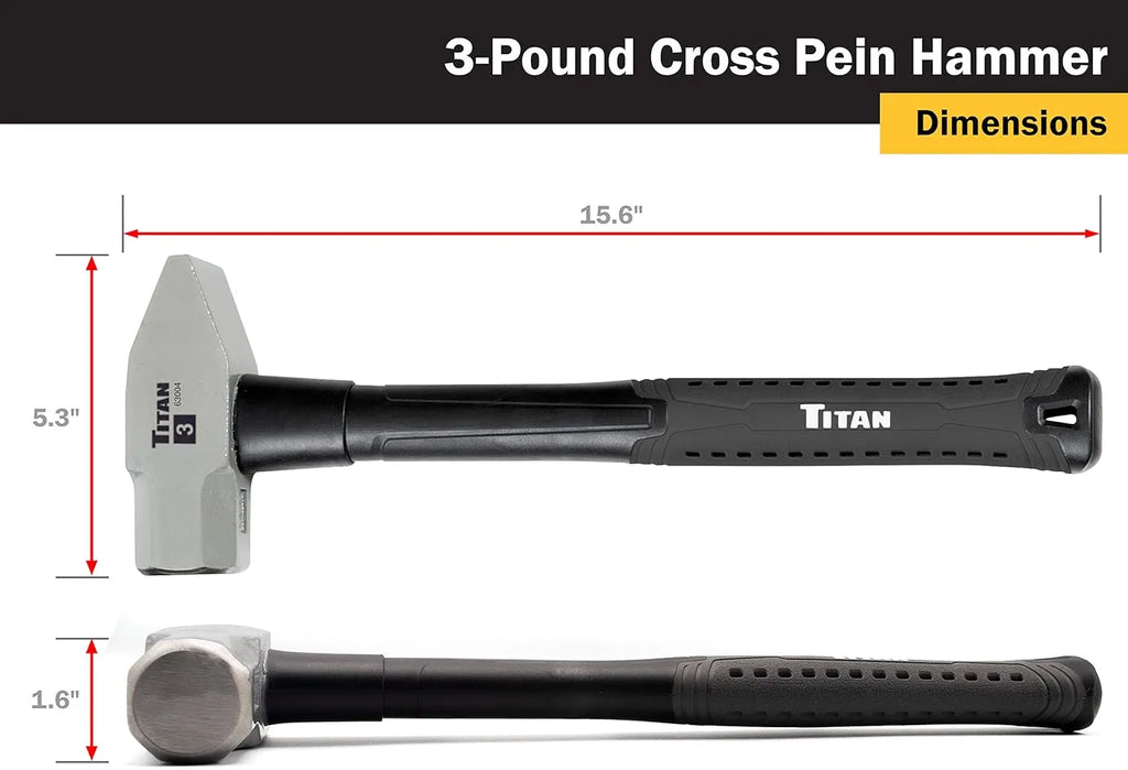 Titan 63004 3 lb. Cross Pein Hammer