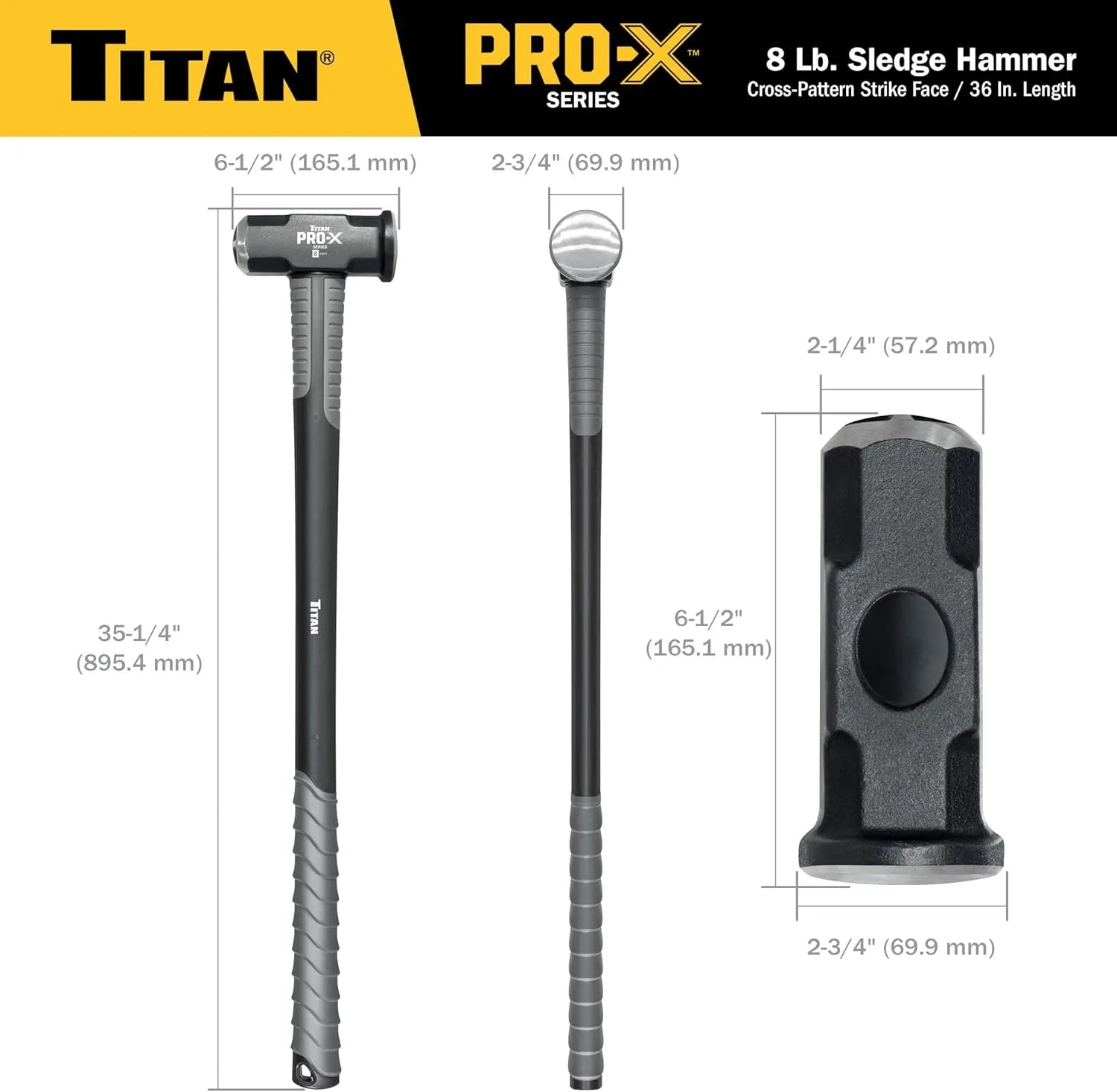 Titan 63018 Pro-X 8 lb. Cross Pattern Sledge Hammer