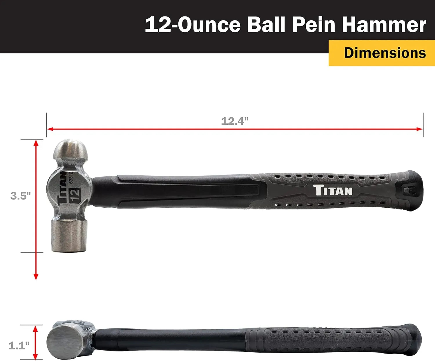 Titan 63312 12 oz Ball Pein Hammer