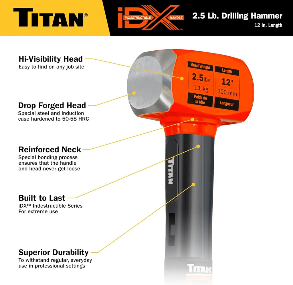 Titan 63612 iDX 2.5 lb. Indestructible Drilling Hammer