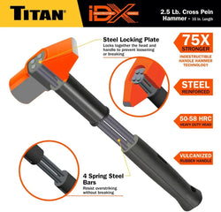 Titan 63620 iDX 2.5 lb. Indestructible Cross Pein Hammer