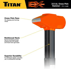 Titan 63620 iDX 2.5 lb. Indestructible Cross Pein Hammer