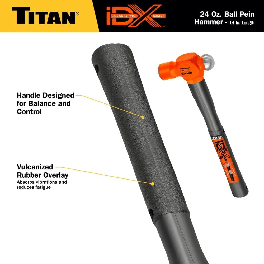 Titan 63624 iDX 24 oz Indestructible Ball Pein Hammer
