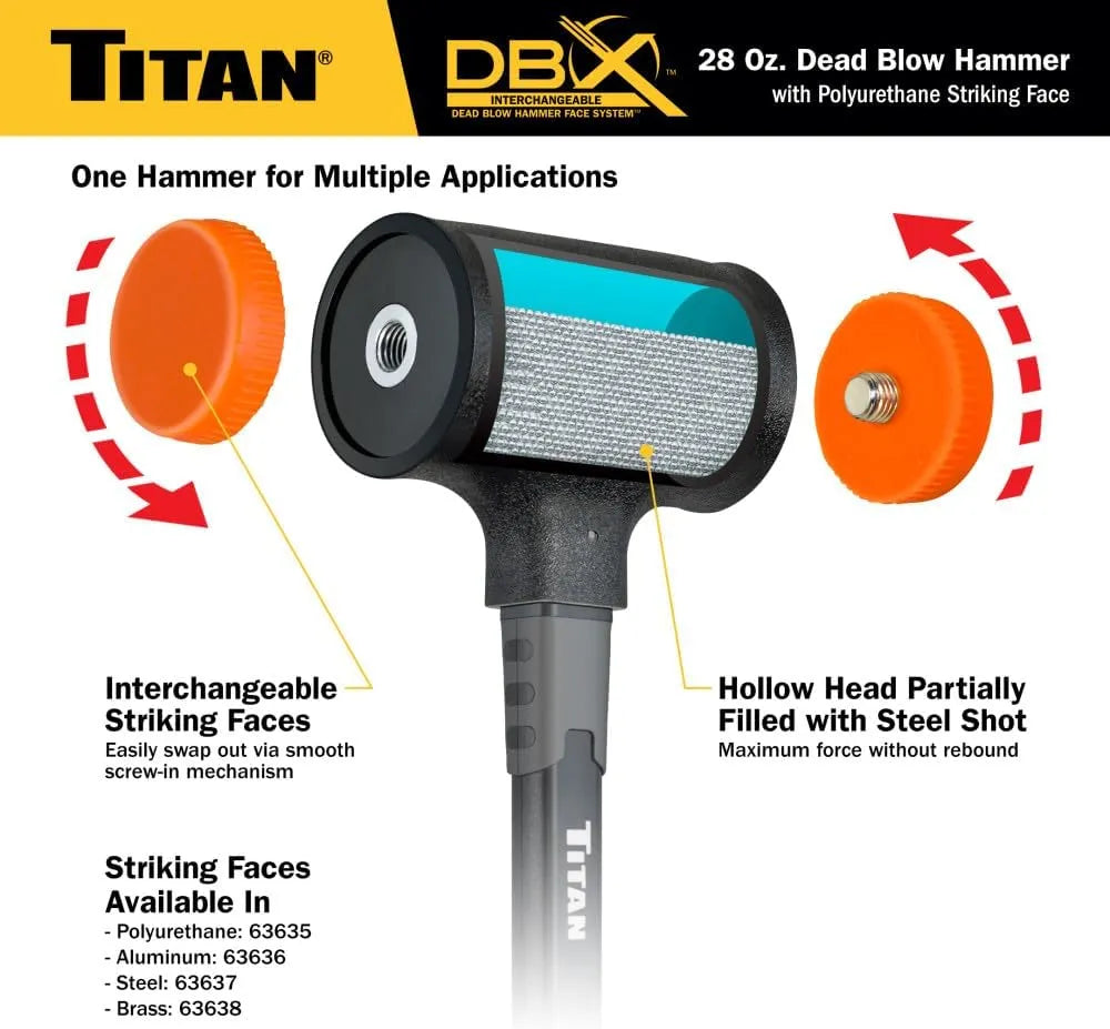 Titan 63628 DBX 28 oz Dead Blow Hammer with Polyurethane Faces