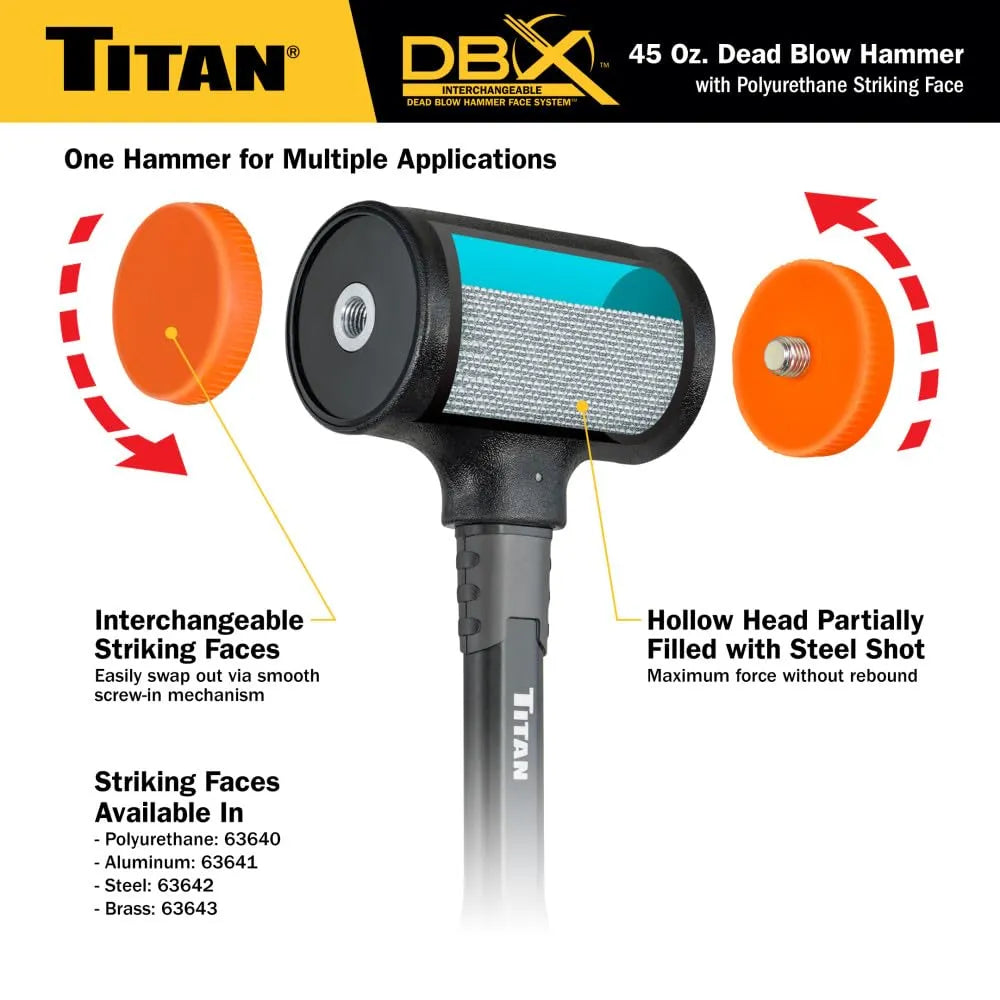 Titan 63645 DBX 45 oz Dead Blow Hammer with Polyurethane Faces
