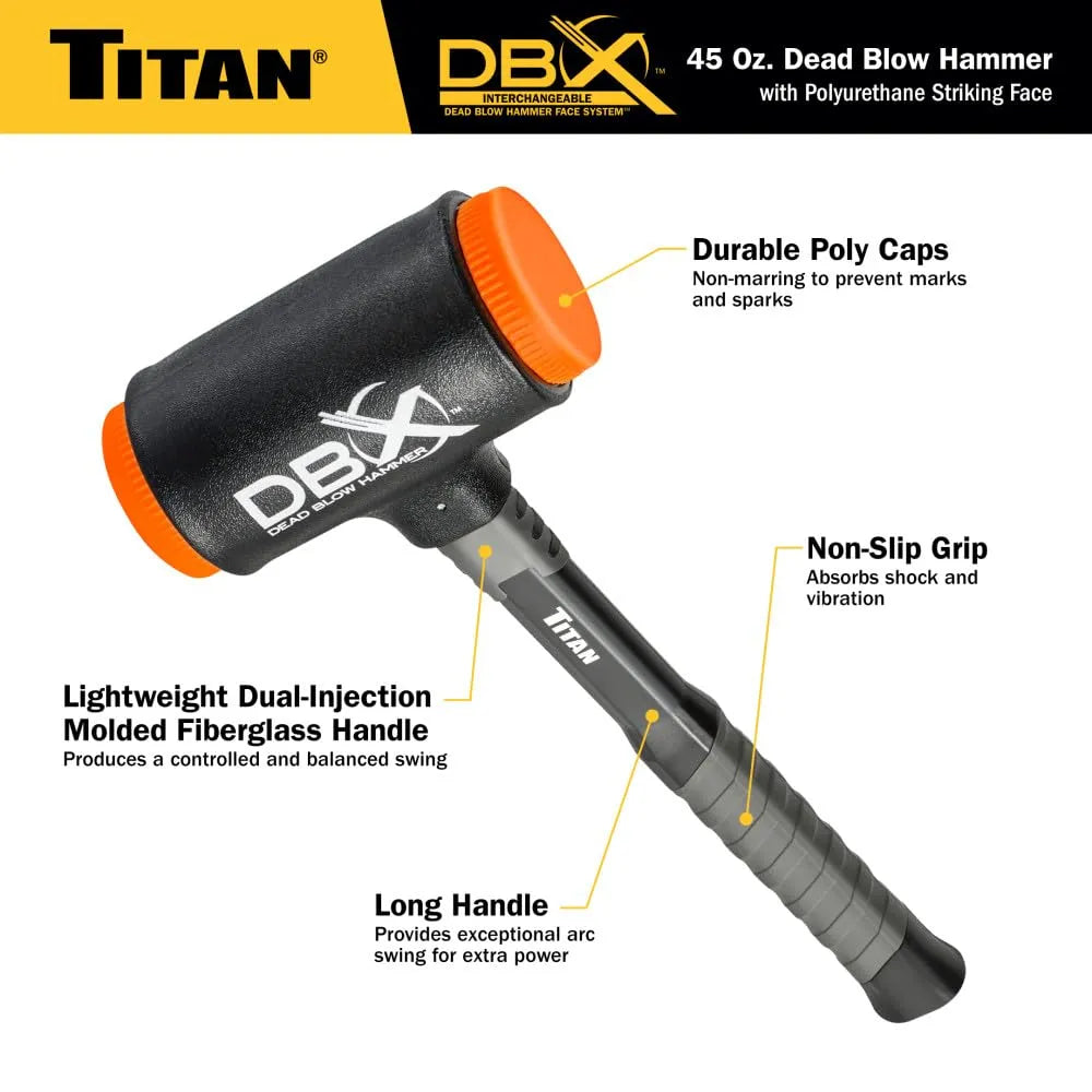 Titan 63645 DBX 45 oz Dead Blow Hammer with Polyurethane Faces