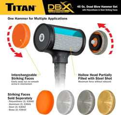 Titan 63649 DBX 45 oz Dead Blow Hammer with Polyurethane & Steel Faces