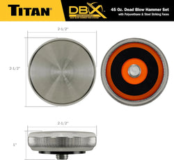 Titan 63649 DBX 45 oz Dead Blow Hammer with Polyurethane & Steel Faces