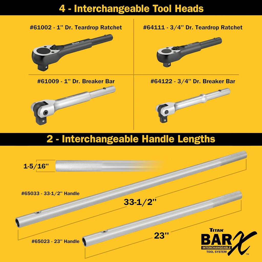 Titan 64143 Bar-X 3-Piece 3/4-Inch Drive Ratchet & Breaker Bar Set