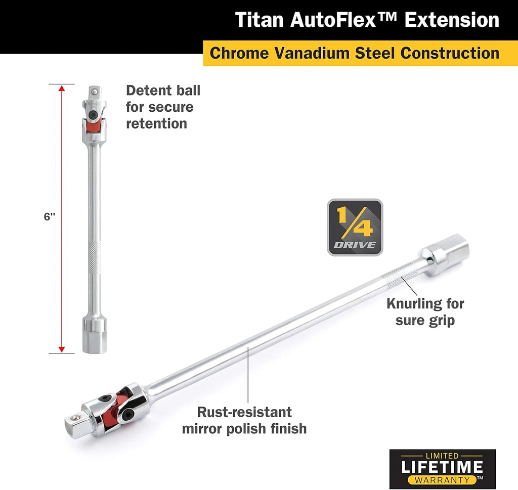Titan 66116 1/4 in. Drive 6 in. Automotive-Flex Extension
