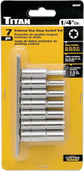 Titan 66320 7-Piece 1/4 in. Drive Deep External Star Socket Set