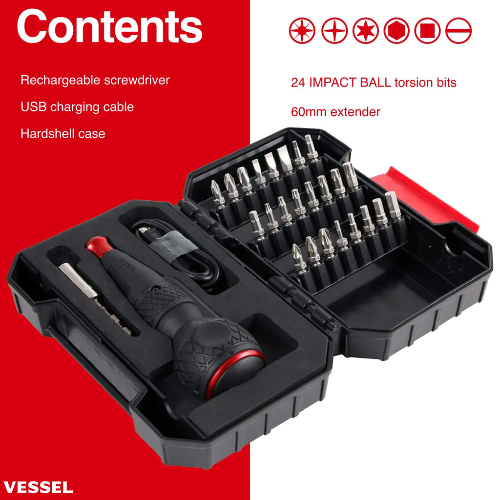 e-ASSIST Screwdriver (Higher Torque Model) with 25 PC. Bit Set