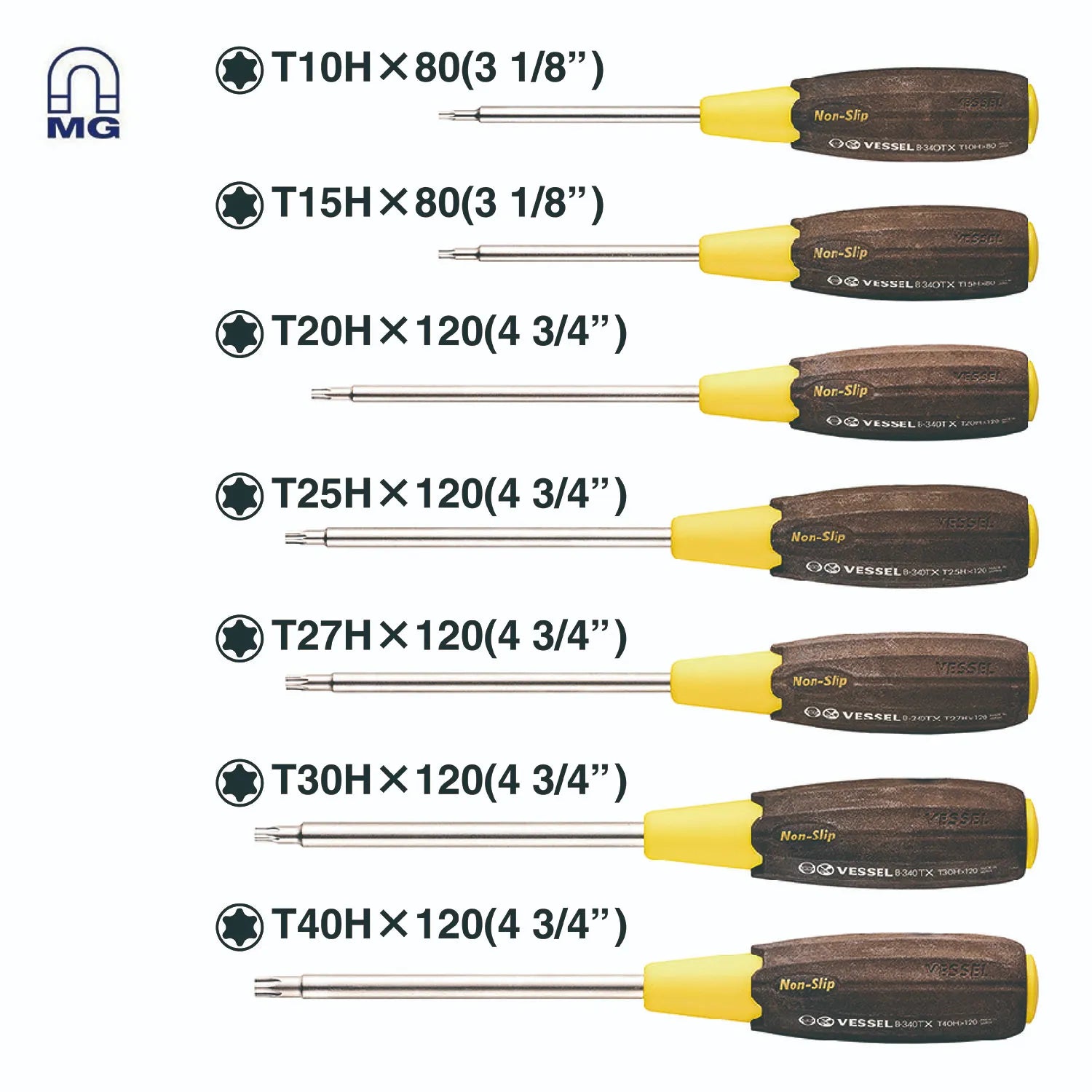 WOOD-COMPO Non-Slip Torx Tamper-proof Screwdriver 7PC. Set