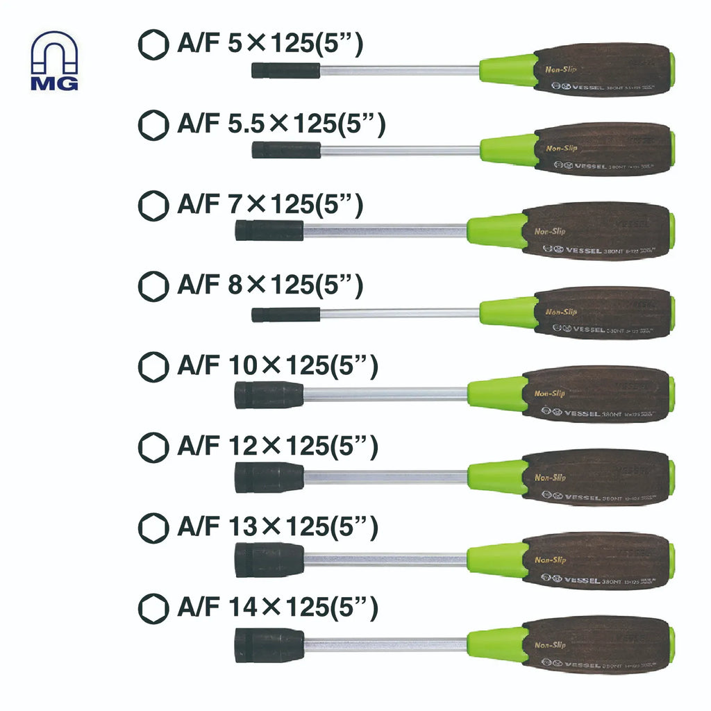 WOOD-COMPO Non-Slip Hex. Nut Driver 8PC. Set