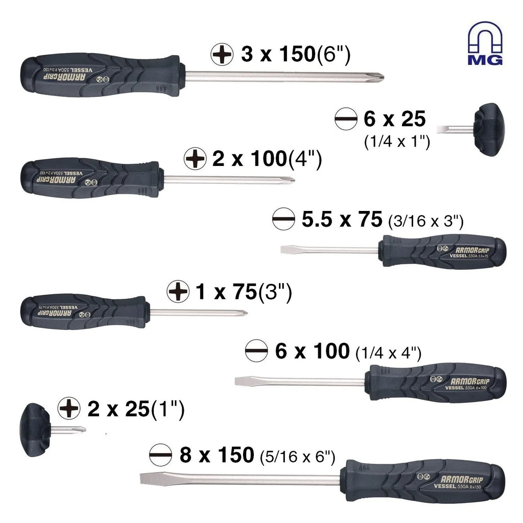 ARMOR GRIP Screwdriver 8PC. Set