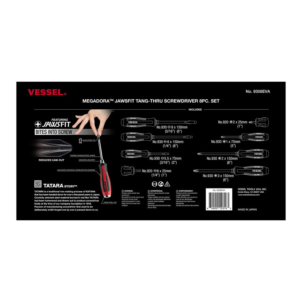 MEGADORA Tang-Thru Screwdriver 8PC. Set