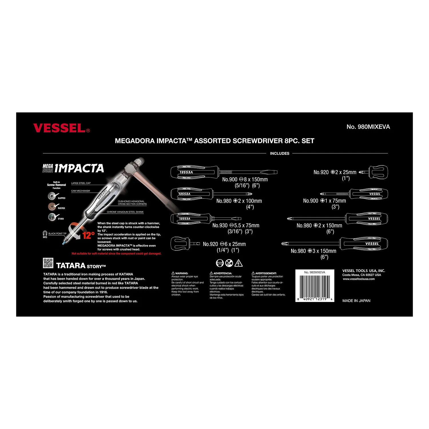 MEGADORA IMPACTA  Assorted Screwdriver 8PC. Set