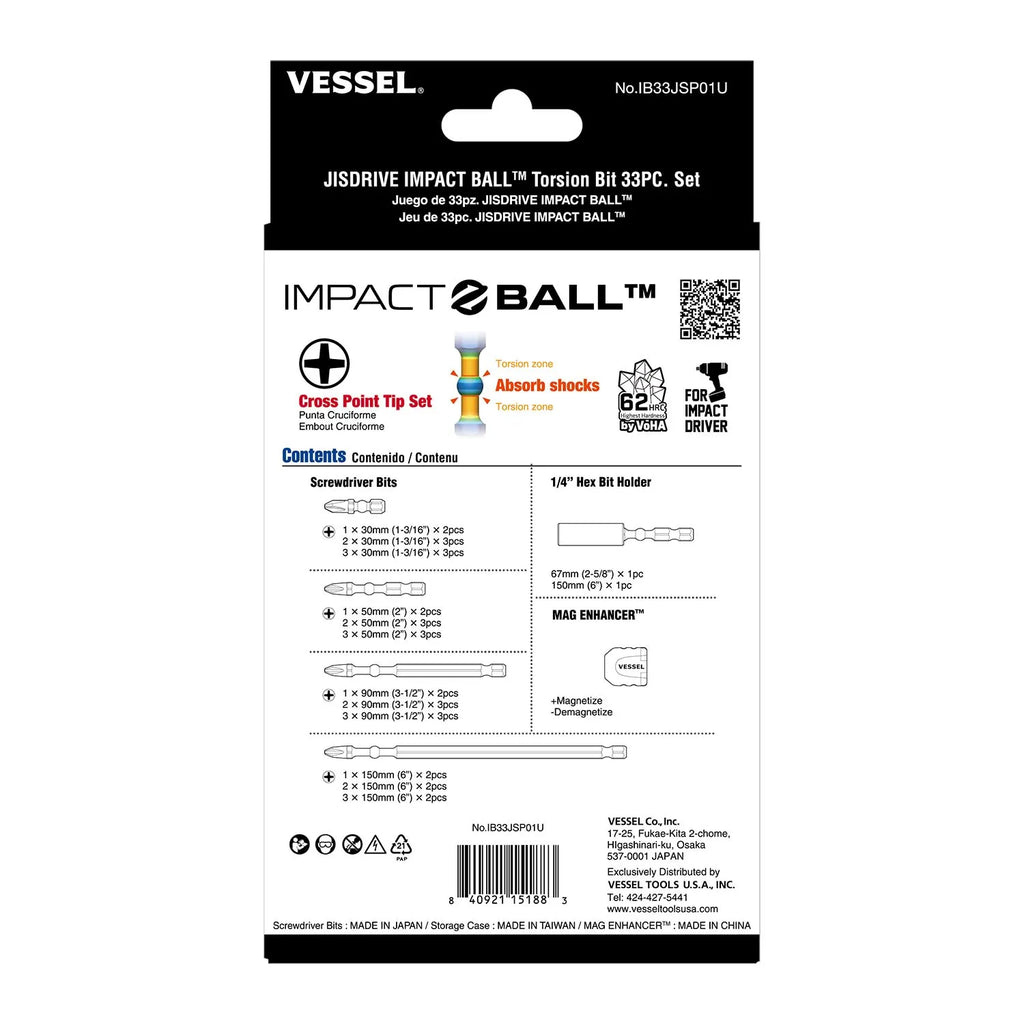 JISDRIVE Impact Ball Torsion Bit 33PC. Set