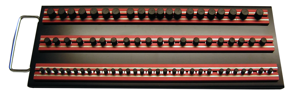 Magrail Tray, (3) 14" Red Magrails, Packaged with 1/4",3/8" and 1/2" peg packs
