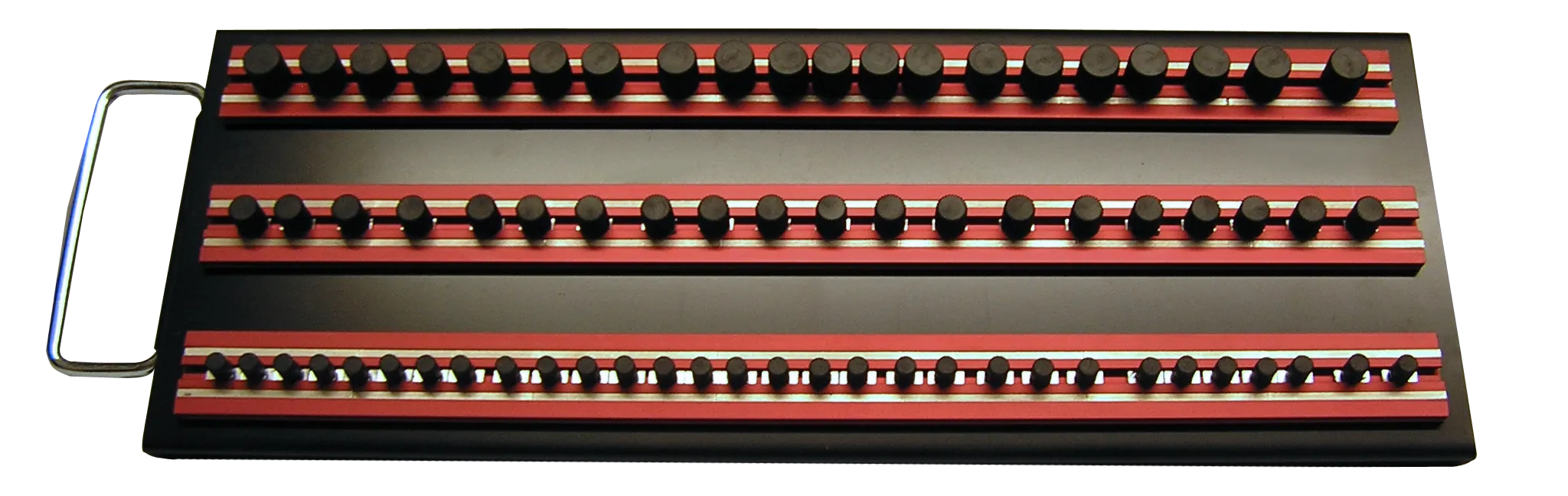 Magrail Tray, (3) 14" Red Magrails, Packaged with 1/4",3/8" and 1/2" peg packs