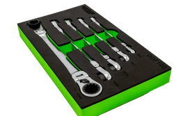 5 PC. DOUBLE DEEP SPLINE FLEX HEAD RATCHETING WRENCH SET - METRIC
