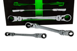 5 PC. DOUBLE DEEP SPLINE FLEX HEAD RATCHETING WRENCH SET - METRIC