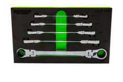 5 PC. DOUBLE DEEP SPLINE FLEX HEAD RATCHETING WRENCH SET - METRIC