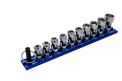 10 PC. 6-PT DUAL DRIVE STUBBY UJ METRIC  SOCKET SET - 1/4'' X 11MM DR. - BLUE MAGRAIL