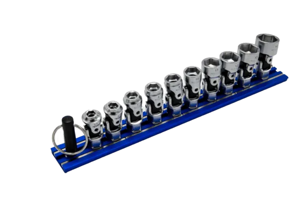 10 PC. 6-PT DUAL DRIVE STUBBY UJ METRIC  SOCKET SET - 1/4'' X 11MM DR. - BLUE MAGRAIL