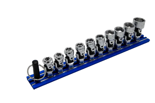 10 PC. 6-PT DUAL DRIVE STUBBY UJ METRIC  SOCKET SET - 1/4'' X 11MM DR. - BLUE MAGRAIL