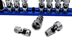 10 PC. 6-PT DUAL DRIVE STUBBY UJ METRIC  SOCKET SET - 1/4'' X 11MM DR. - BLUE MAGRAIL