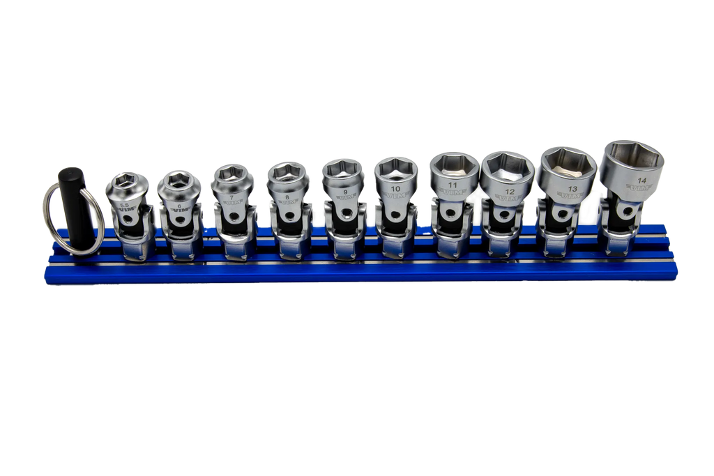 10 PC. 6-PT DUAL DRIVE STUBBY UJ METRIC  SOCKET SET - 1/4'' X 11MM DR. - BLUE MAGRAIL