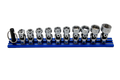 10 PC. 6-PT DUAL DRIVE STUBBY UJ METRIC  SOCKET SET - 1/4'' X 11MM DR. - BLUE MAGRAIL