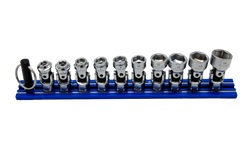 10 PC. 6-PT DUAL DRIVE STUBBY UJ METRIC  SOCKET SET - 1/4'' X 11MM DR. - BLUE MAGRAIL