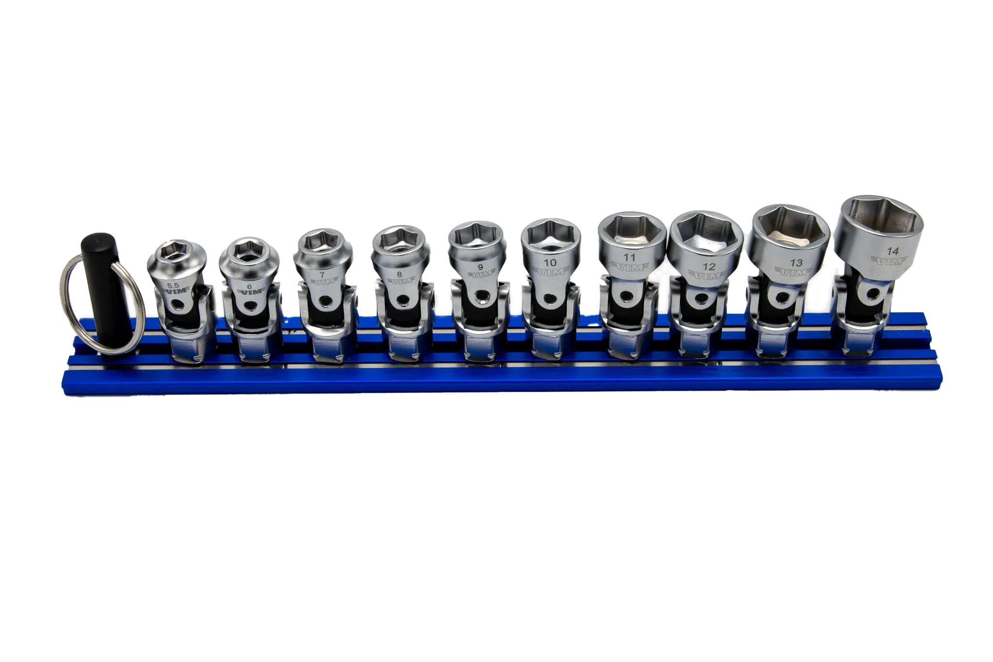 10 PC. 6-PT DUAL DRIVE STUBBY UJ METRIC  SOCKET SET - 1/4'' X 11MM DR. - BLUE MAGRAIL