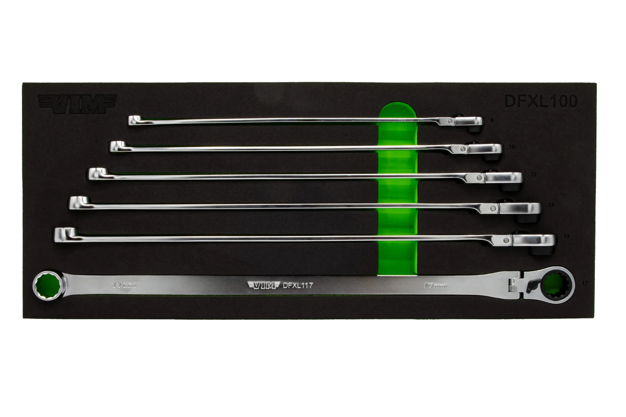 6 PC. DEEP SPLINE RATCHETING FLEX HEAD XL WRENCH SET