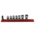 7PC. 12-PT DUAL DRIVE STUBBY UJ SAE  SOCKET SET - 1/4'' X 11MM DR. - RED MAGRAIL