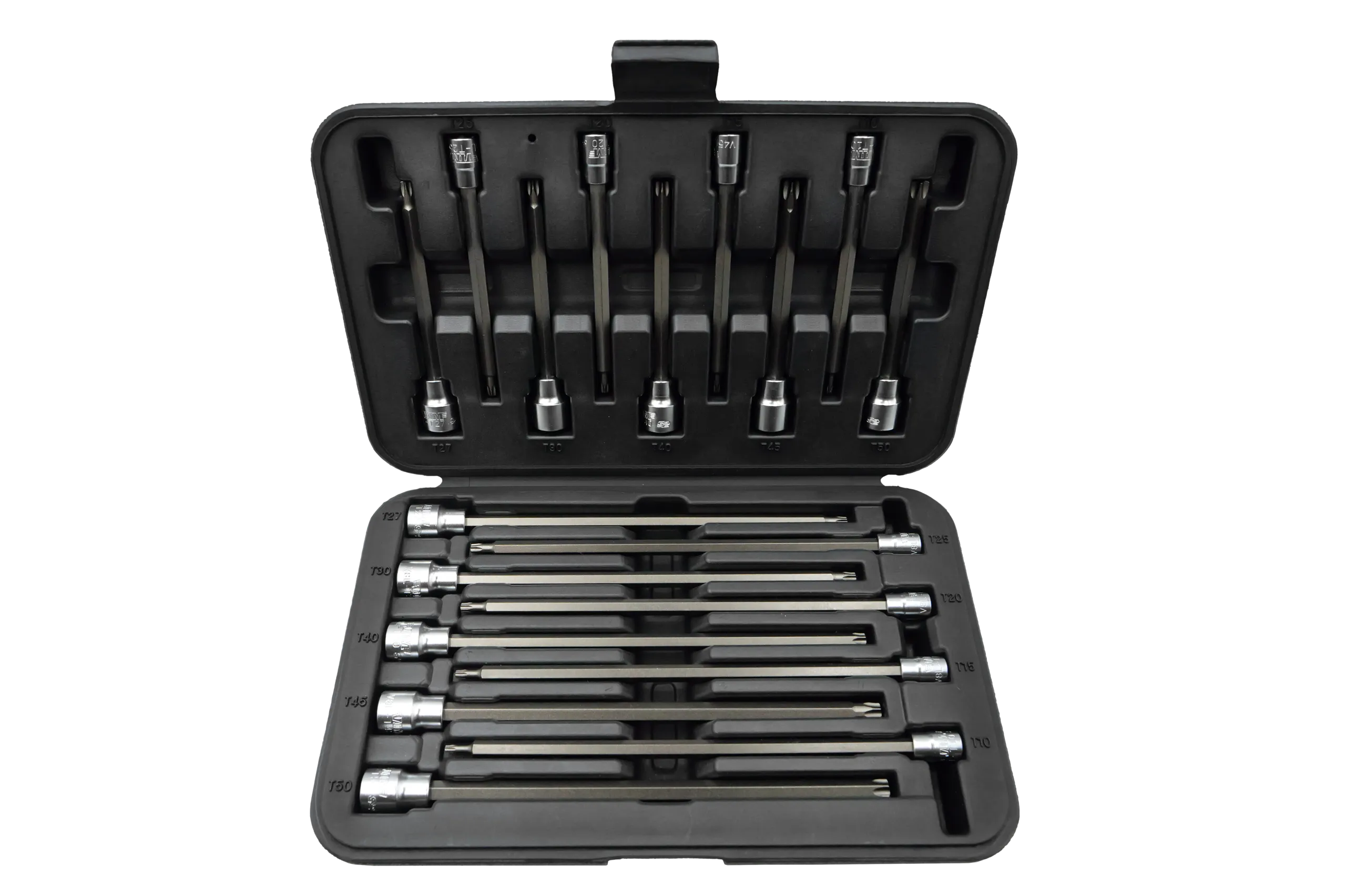 18 pc. Long Torx Master Set, 9pc 4.5" Long T10 tru T50, 9 pc 8" long T10 thru T50