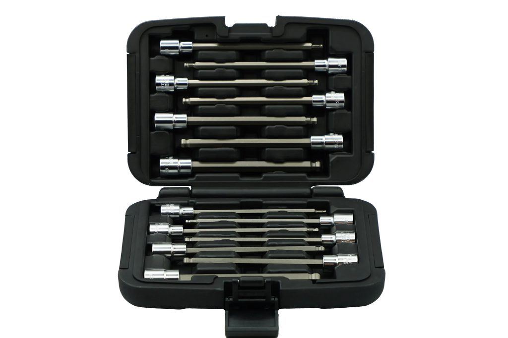 14 PC. 3/8’’ DR. MASTER XL BALL HEX DRIVER SET, 6’’ OAL, INCLUDES: 3MM - 10MM, 1/8’’ - 3/8’’