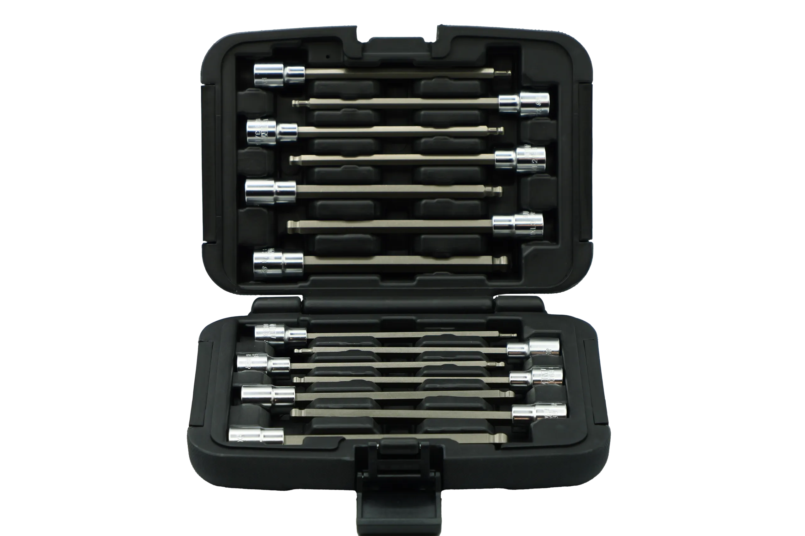 14 PC. 3/8’’ DR. MASTER XL BALL HEX DRIVER SET, 6’’ OAL, INCLUDES: 3MM - 10MM, 1/8’’ - 3/8’’