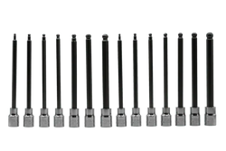 14 PC. 3/8’’ DR. MASTER XL BALL HEX DRIVER SET, 6’’ OAL, INCLUDES: 3MM - 10MM, 1/8’’ - 3/8’’