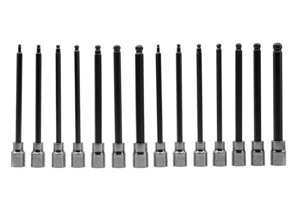 14 PC. 3/8’’ DR. MASTER XL BALL HEX DRIVER SET, 6’’ OAL, INCLUDES: 3MM - 10MM, 1/8’’ - 3/8’’