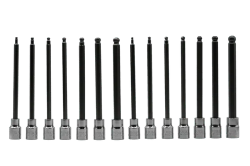 14 PC. 3/8’’ DR. MASTER XL BALL HEX DRIVER SET, 6’’ OAL, INCLUDES: 3MM - 10MM, 1/8’’ - 3/8’’
